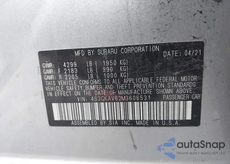 2021 Subaru Impreza Premium from USA, damaged, VIN 4S3GKAV62M3606531